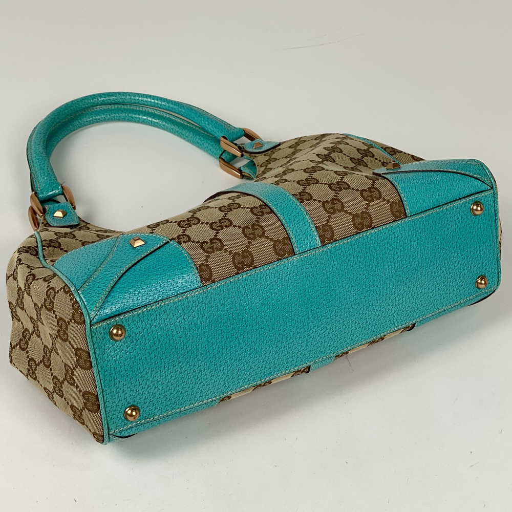 Gucci New Jackie Line GG Pattern Shoulder Bag Beige Light Blue - Picture 2 of 7